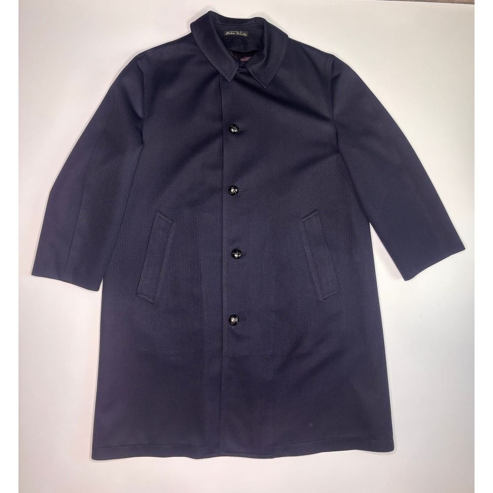 Vintage John Weitz Harbor Master Mens Navy Blue Trench Coat Overcoat 40 Short